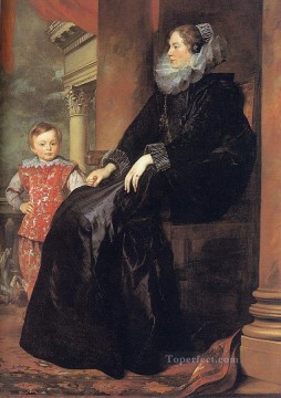 Anthony van Dyck Painting - Genoese Noblewoman with her Son Baroque court painter Anthony van Dyck